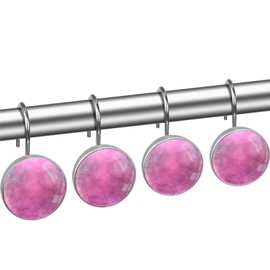 12pcs Pinkish Purple Shower Curtain Hooks,Decorative Shower Curtain Hanger Rings Roller, Stainless Steel Round Shower Rings Hangers for Bathroom Bedroom, Living Room Decor
