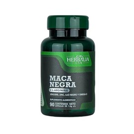 Herbalia Lab Maca Negra, Suplemento Natural con L-Arginina, Jengibre, Zinc y Omega 3 - Precursor de Testosterona, Fórmula para Hombres 90 Cápsulas