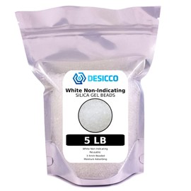Silica Gel Beads White, 3-5mm (5.0 lb). Clear Silica Gel Beads Reusable Desiccant Beads Rechargeable Moisture Absorber Silica Gel (5.0 lb)