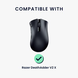 kwmobile Mouse Grip Tape Compatible with Razer DeathAdder V2 X Grip Tape - Non-Slip Faux Leather - Black