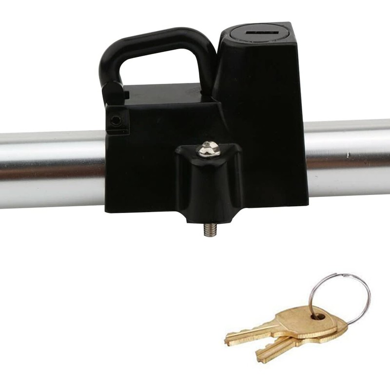 Riloer Universal Motorcycle Handlebar Helmet Lock Black Chrome with 2