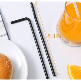 500 Pack Black Flexible Disposable Plastic Drinking Straws, Individually Wrapped Plastic Disposable Black Straws - 8.3 X 0.23 Inch, Perfect for Parties,Picnics & Everyday Use