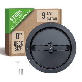 Fits 8 Inch Neck Air Duct | Steel Butterfly Damper by Handua | for Round Ceiling Air Supply Diffuser with Plastic Key-Handle | Black | Outer Dimension: 9-1/2"