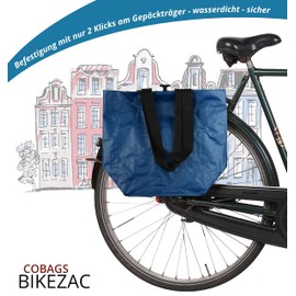 BikeZac Bicycle Bag Shopping Bag | Bicycle Shopping Bag | Luggage Carrier Bag Bicycle | Shopping Trolley Bag Reusable | Recycling Bag, blue