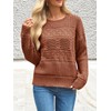 Yousify Womens Long Sleeve Sweaters Casual Crewneck Cable Knit Crochet