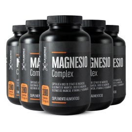 Kit 5 Magnesio Complex 180 Cáps | Citrato Y Gluconato Sin Sabor