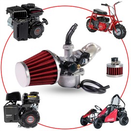 JMCHstore Stage 2 Performance Mainfold Kit for Predator 79cc 3HP Engine, Coleman CT100U CC100X 98cc, Massimo MB100 Mini Bike, Slide Carb Adapter 154F 3.0 hp Engine Parts, Red