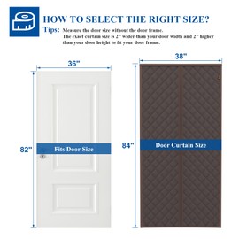 MAGZO Magnetic Thermal Insulated Door Curtain 36" x 82", Upgraded Oxford Cloth Filled with Thicken Cotton, Insulation Cover Blanket for Winter/Sliding Glass/Patio/French/Single/Front/Back Doors, Brown