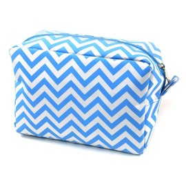 Chevron Make-Up Cosmetic Tote Organizer Spa Travel Bag (Turquoise)