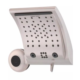 Oxygenics, Brushed Nickel Contour 6-Setting Rainfall Shower Head + BT Speaker