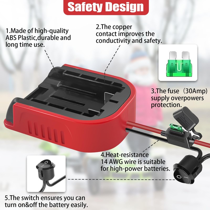 1Pack Power Wheel Adapter for Craftsman 20V Lithium Battery Adapter