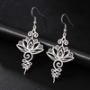 KKJOY Lotus Flower Yoga Earrings Stainless Steel Lotus Drop Dangle