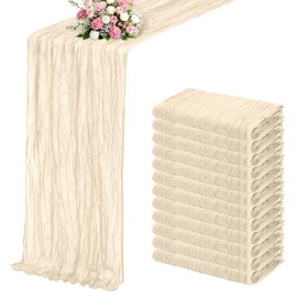 Ivory Boho Cheesecloth Table Runner 12 Pack 17x108 Inch Sheer Gauze