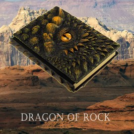 Mazeran 3D Dragon Hardcover Embossed Journal, Antique Handmade Earth Dragon Eye Polystone A5 Blank Craft Writing Sketch Notebook Daily Notepad, Home Ornament Artistic Fantasy Decoration