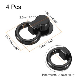 uxcell Ball Stud Rivet, 4Pcs Rivet Stud Screw Ball Post Head Buttons with D Ring for Purse Chain Connector DIY Art Leather Craft, 7.7mm Black