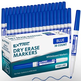 EXTRIC Blue Dry Erase Markers Fine Tip, 36 Count Whiteboard Markers, Fine Tip Dry Erase Marker Bulk Classroom Pack White Board Marker for Teachers and Students