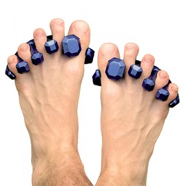 YogaToes® Gems® for Men Fits Men's Shoe Size 7 & Up. Gel Toe Stretcher & Separator in Metallic Blue. Helps Foot Pain & Boost Athletic Performance!