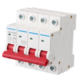 Wengart PV Circuit Breaker DC1000V 4-Pin 16A DC Miniature Circuit Breaker Protective Air Switch 35 mm DIN Rail Mounting for Solar PV System Solar Cells Grid System