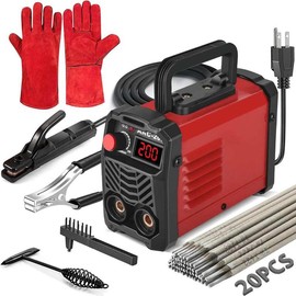 200Amp 20PCS Rods Stick Welder, Super MINI Portable Welding Machine, IGBT Inverter Welder Machine 110V with Hot Start Arc Force Anti-Stick, for 1/16"-1/8" Rod ARC Welder, 2 Chip Hammers (Red):_Red