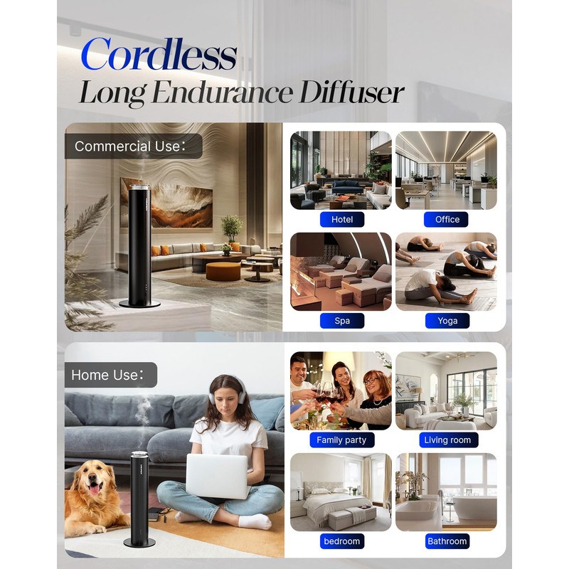 Diffuser for Home Large Room,Waterless Essential Oil Diffuser with 2000