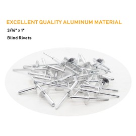 binifiMux 80pcs Large Flange Blind Rivets, 3/16" x 1" Aluminum Pop Rivets, Flange Diameter 5/8" / 16mm, Grip Thickness (15-20mm)