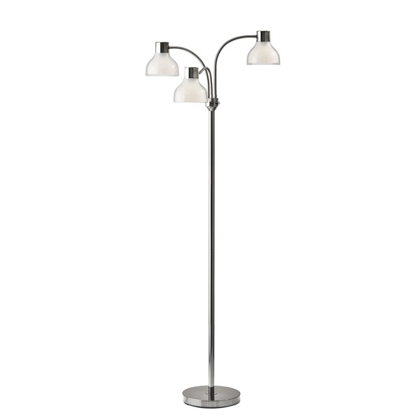 Adesso 3566-09 Presley 3-Arm Floor Lamp, 69 in., 3 X 40W Incandescent/ 13W CFL, Polished Nickel, 1 Indoor Lighting