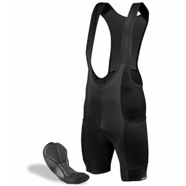 AERO|TECH|DESIGNS | Men's Gel Touring Padded Cycling Bib-Shorts | Tall Inseam | Large | Black