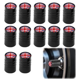 12PCS Alloy Valve Caps Dust Caps for Car Tyres Valve Caps With O Seal Ring Metal Colorful British Flag Pattern Dust Caps Universal for Cars, SUVs, Bicycles, Motorcycles, Trucks