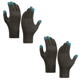 zowya Touch Screen Knitted Gloves 2-Pairs, Winter Warm Gloves For Men, Suitable For Outdoor Sports Daily Use(Green,L)