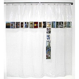 Spirella Anti-Schimmel Duschvorhang Postcard Clear zum selber befüllen, Anti-Bakteriell, waschbar, wasserdicht Vinyl 180x200cm