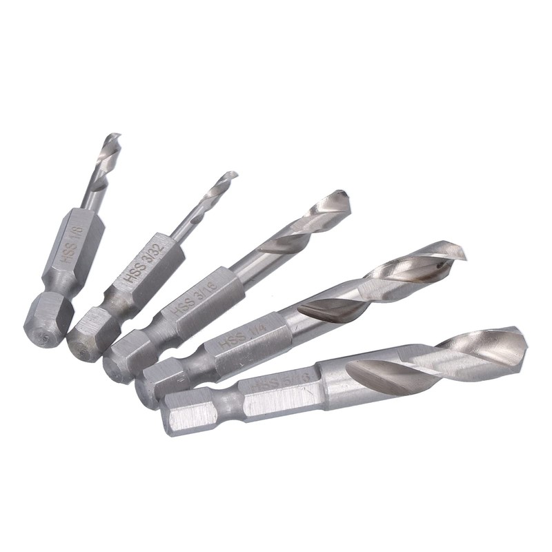 KIMISS 5 Pcs High Speed Steel Hex Shank Drill Bits
