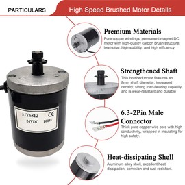 24V 100W Electric Scooter Motor with 9 Tooth 25H Chain Sprocket Brushed Electric Motor Small High Speed Brush DC Motor for Mini Motorcycle Electric Dirt Bike Motor Replacement