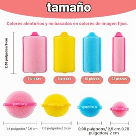 36 piezas de rodillos de espuma para el cabello - Rodillos de esponja para el cabello Rizador de cabello sin calor para cabello corto / largo Rizadore