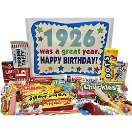 RETRO CANDY YUM ~ 1926 99th Birthday Gift Box Retro Nostalgic Candy Mix for 99 Year Old Man or Woman Born 1926
