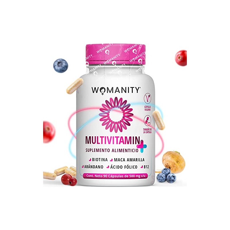 Vitaminas Mujer Multivitamínico Cápsulas Ingredientes Biotina Maca Amarilla Arándano Ácido