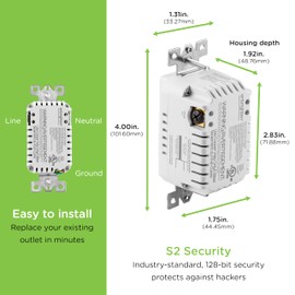 Enbrighten Z-Wave Plus in-Wall Smart Tamper-Reistant Outlet, Works with Alexa, Google Assistant, 1 Z-Wave Outlet & 1 Always on Outlet, Hub Required, White, Smart Outlet, Lamps, Small Appliances, 14315