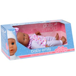 DOLLSWORLD CLASSIC from Peterkin | Baby Emily Doll | 25cm deluxe bathable doll with removable outfit and headband | Dolls & Accessories | Ages 10m+