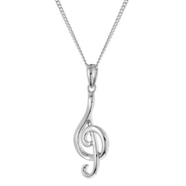 trendor 28587 Necklace with Treble Clef 925 Silver Fashion Jewellery for Men and Women Elegant Accessory and Great Gift Idea, 45 cm, Sterling Silver, No Gemstone