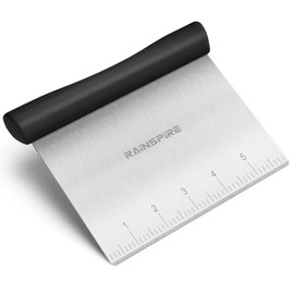 Rainspire Raspador de banco, raspador de masa de acero inoxidable, raspador de repostería, cortador de pizza y masa, raspador multiusos, cortador de p