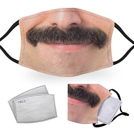 Caucasian Moustache Smile - Adult Face Masks - 2 Filters Included