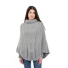 SAOL 100% Merino Wool Cable Knit Ladies Poncho Sweater (Grey)