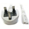 Power Cord UK Plug to Figure 8 Fig of 8 Lead Cable 2 Pin C7 (2 Metre, White)