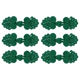 MECCANIXITY 6 Pairs Chinese Knots Frog Buttons Closure Dark Green Sewing Buttons Fasteners with Beads for DIY Sewing Coats Cloak Sweater Bridal Costume Outfit,0.98x2.36 Inch
