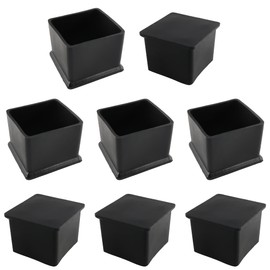 AUXBC 8PCS 1-1/2” x 1-1/2” Square Rubber Furniture Leg Caps, PVC Chair Leg Tips Caps, Furniture Foot Protectors, Black Rubber Table Foot Cover, Wear-Resistant Table Chair Leg End Cap