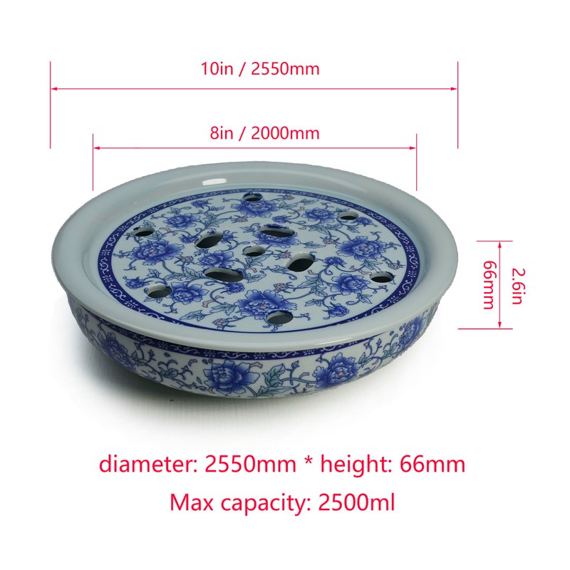 Porcelain Tea Tray, Double-Layer Ceramic Tray Circular for Tea Coffee