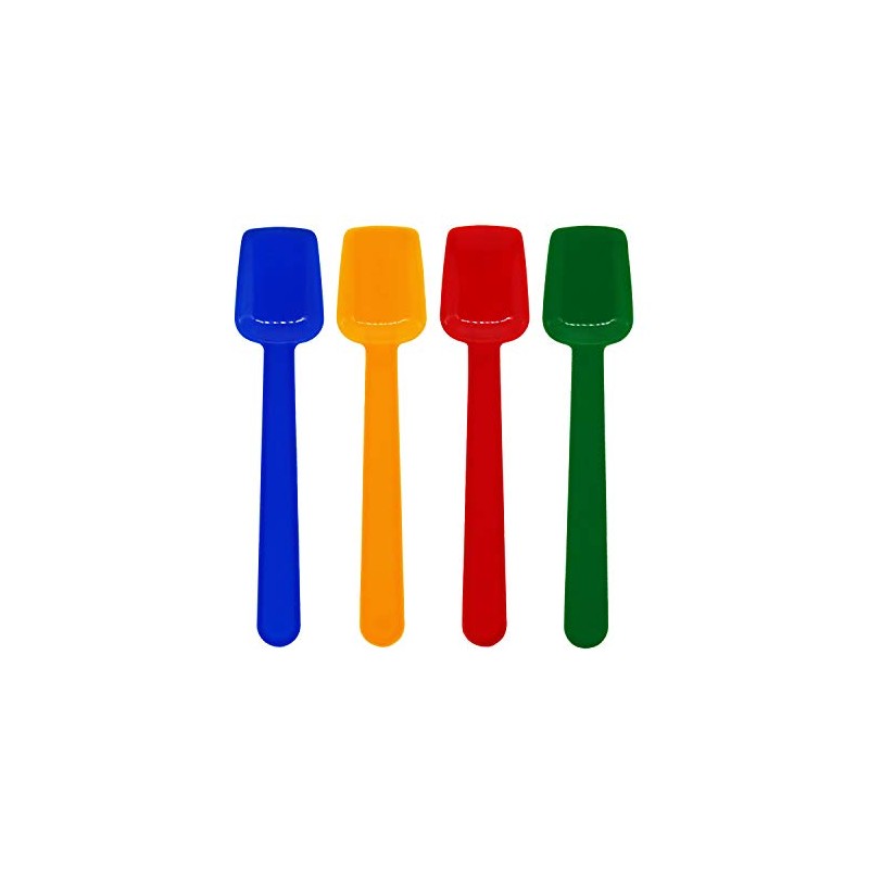 Party Essentials Plastic Disposable Gelato/Taster Spoons, 50-Count, Red/Yellow/Blue/Green (N525062)