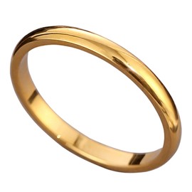 CCBFY 2 MM 4 MM Stainless Steel Ring Jewel Roman Numerals Stackable High Polish Plain Dome Tarnish Resistant Comfort Fit Ring Wedding Band Size 3-15 (2mm - Gold, 7)