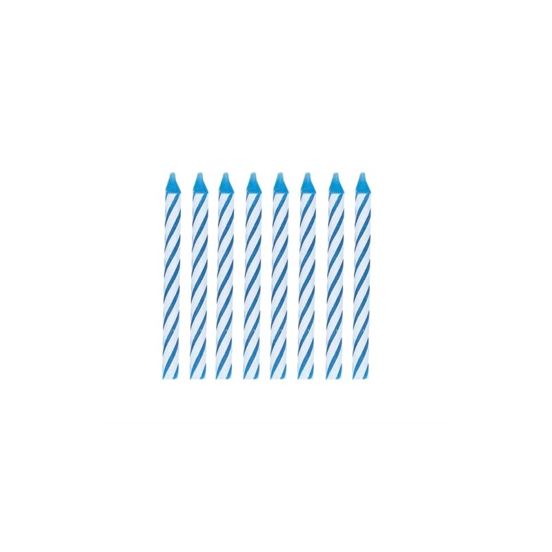 Unique Stripes Party Candles, 2.5", Blue