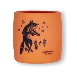 modern-twist Sip Set, Food-Grade Silicone, Waterproof, Dishwasher, Freezer Safe, Reusable Cups – Orange Fox Family, Pack of 2