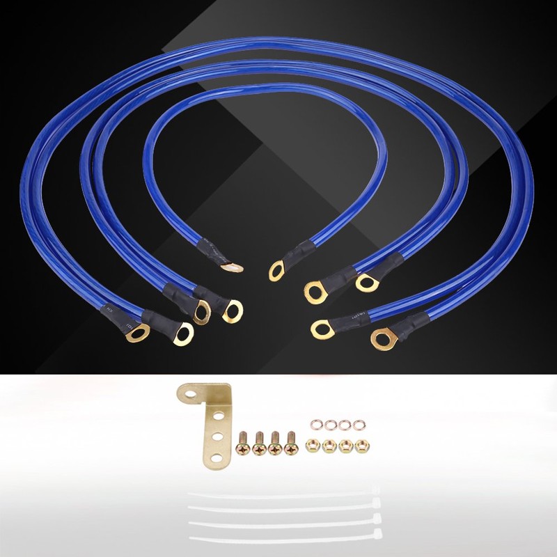 Qiilu Car Ground Wire,Universal 5-Point Auto Car Earth Cable System